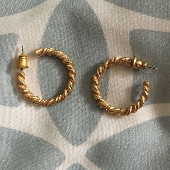 Text Gold  hoop Earrings - Picture 2 of 8